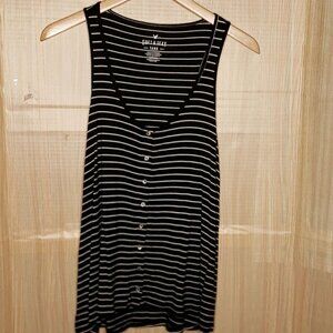 American Eagle Women's Soft & Sexy Black White Stripe Tank Top Small